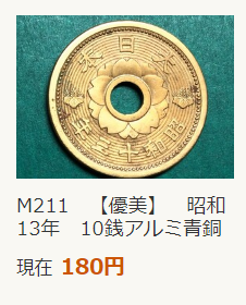 昭和13年10銭が現在2023年大体200円位だとのことです。