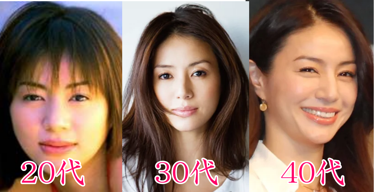 井川遥の画像1996年（20代）2006年（30代）2016年（40代）