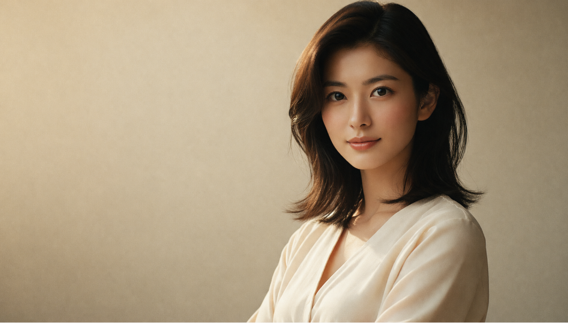 90年代ヒロインのオーラをイメージした上品な女性ポートレート