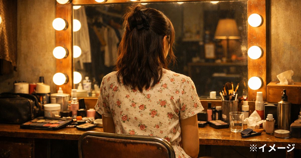 楽屋の鏡前（人物1：後ろ姿）