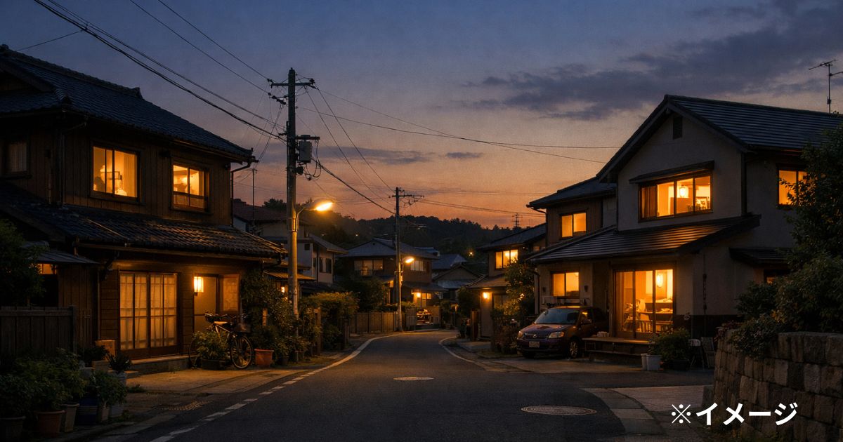 夕暮れ時の静かな住宅街