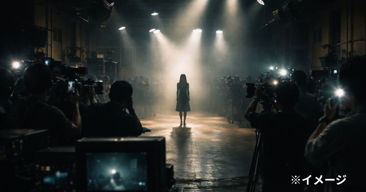 映画のスタジオで照らされた女性