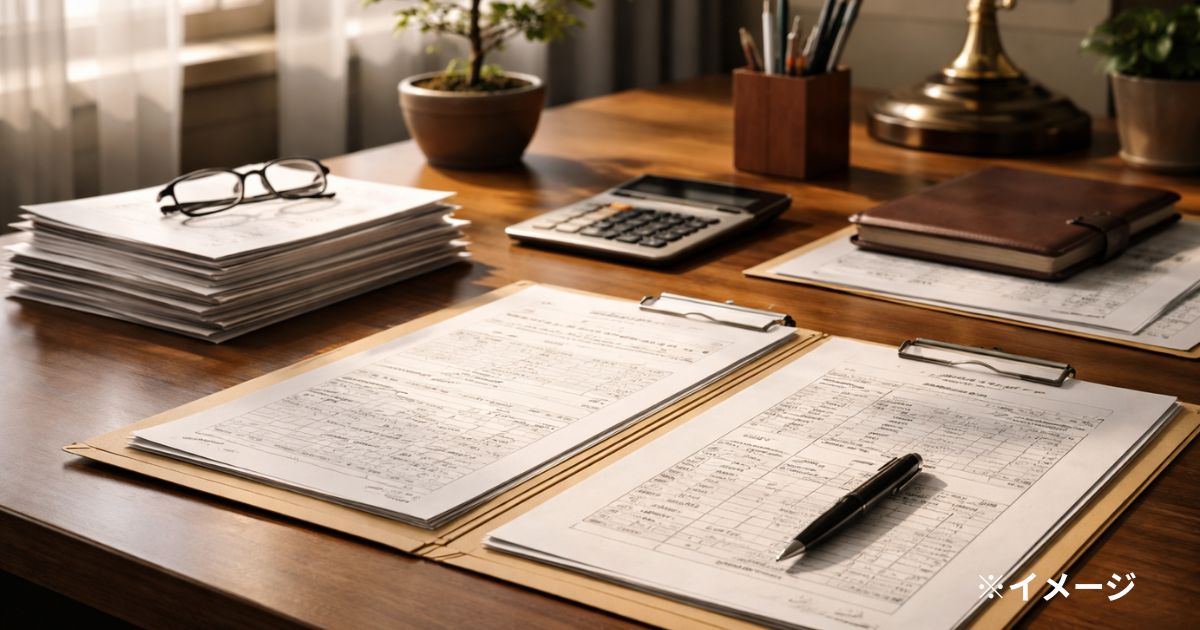 整理されたオフィスデスクに書類