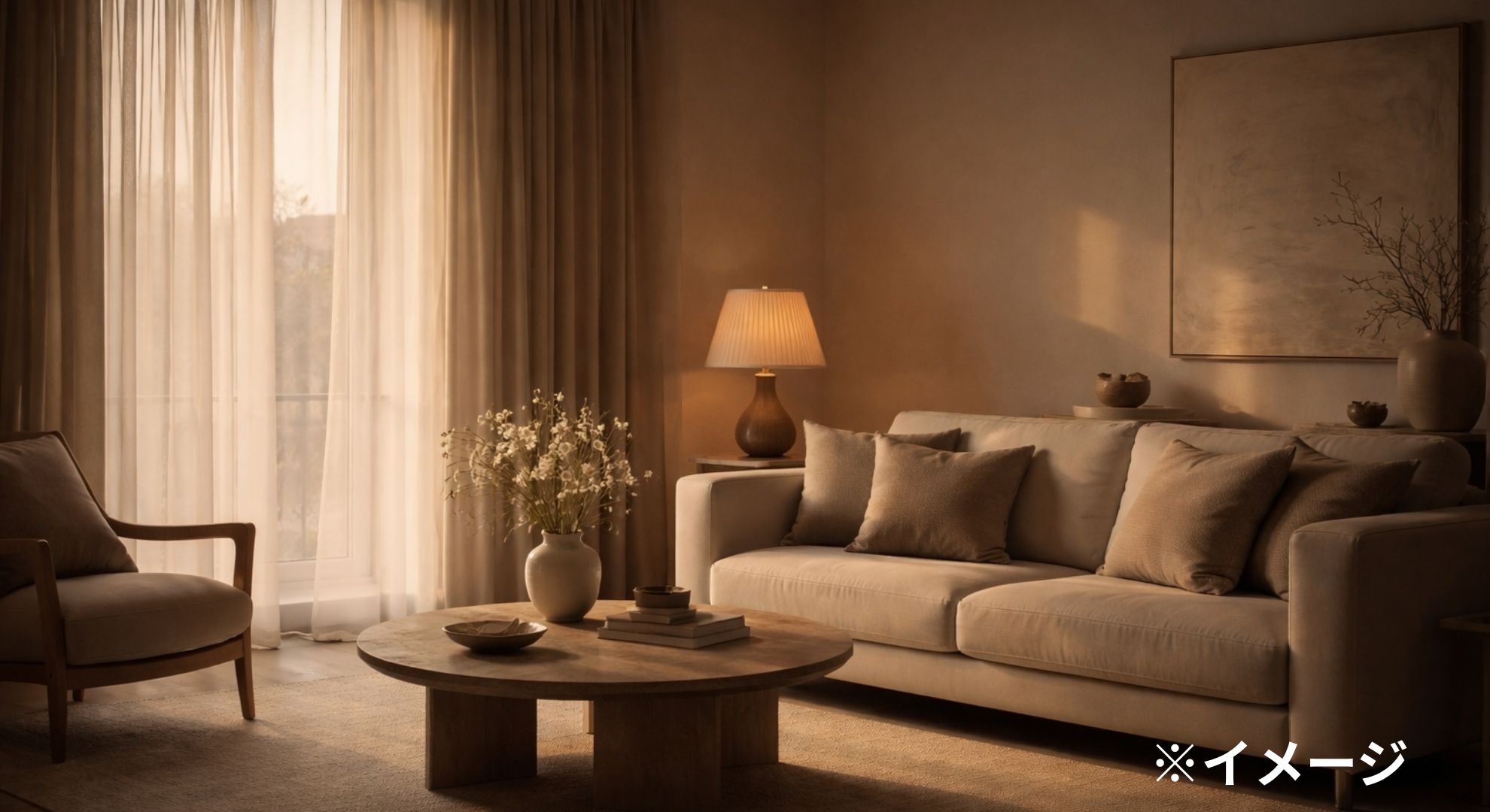 落ち着いた午後のリビングルーム