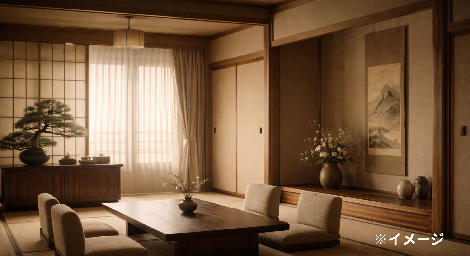  和の静けさが漂うリビング