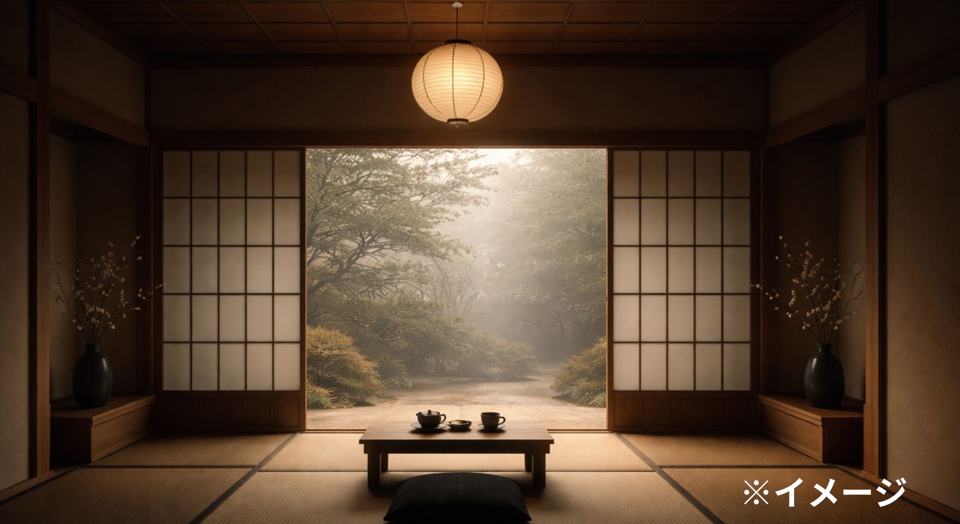 静かな和室の朝の光