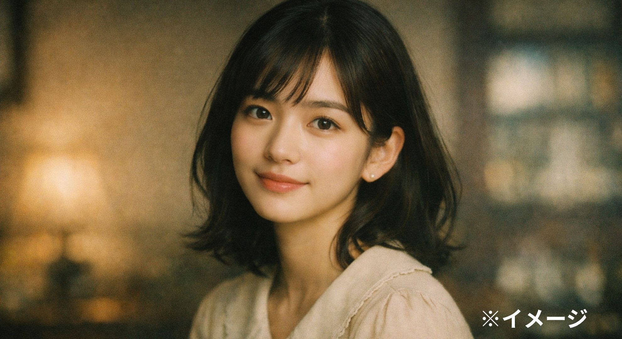 優雅な微笑みとソフトな光