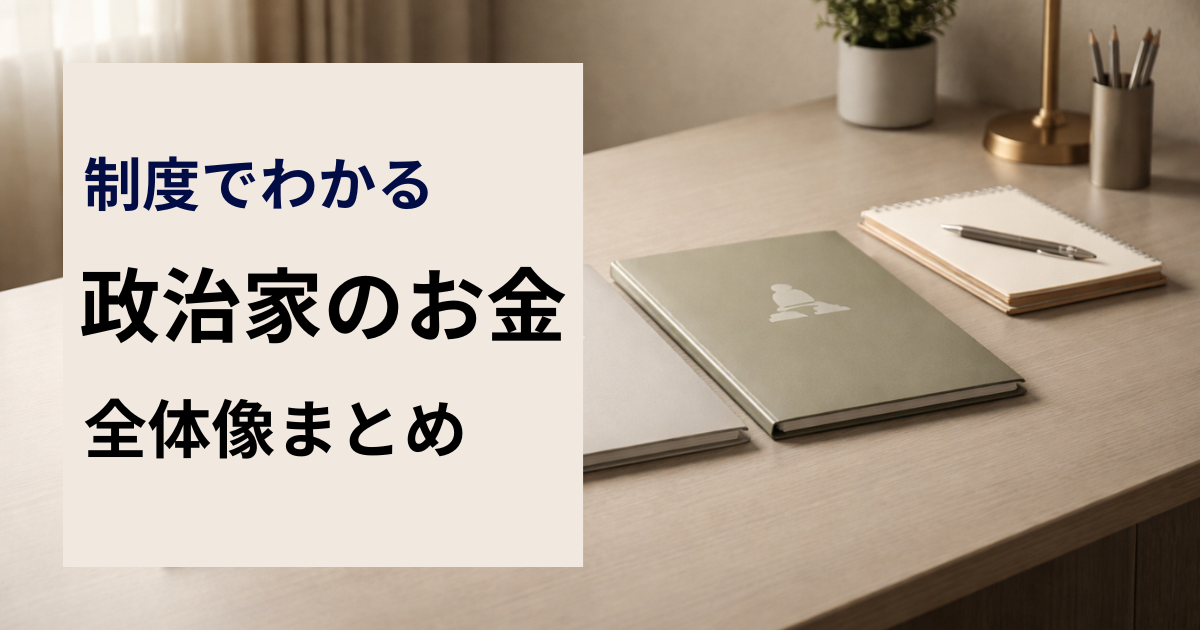 政治家のお金の仕組みをまとめて整理するイメージ｜制度別の全体像
