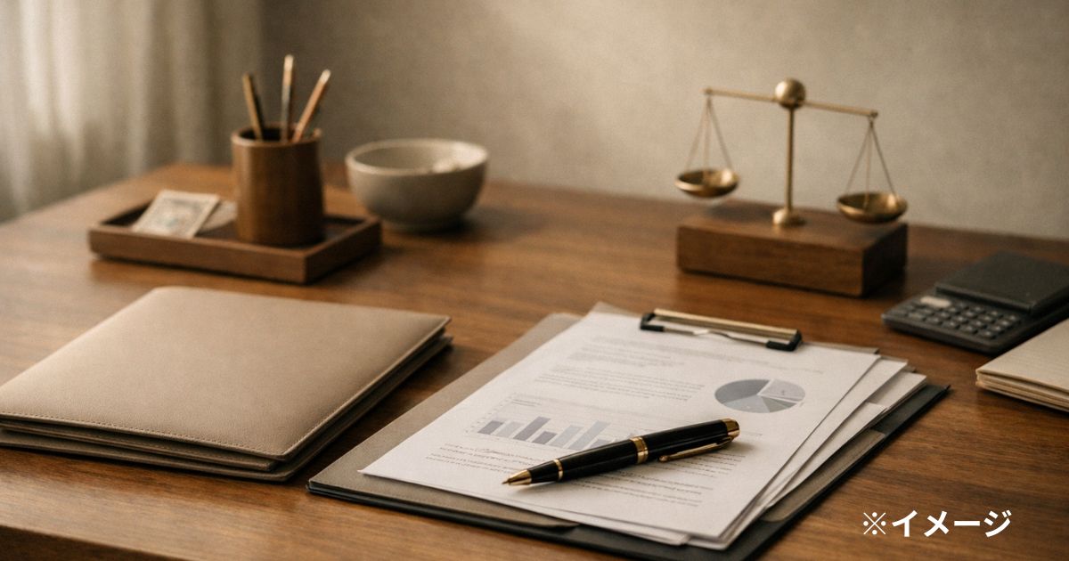 長期契約と安定収益を象徴する落ち着いた資産管理デスク