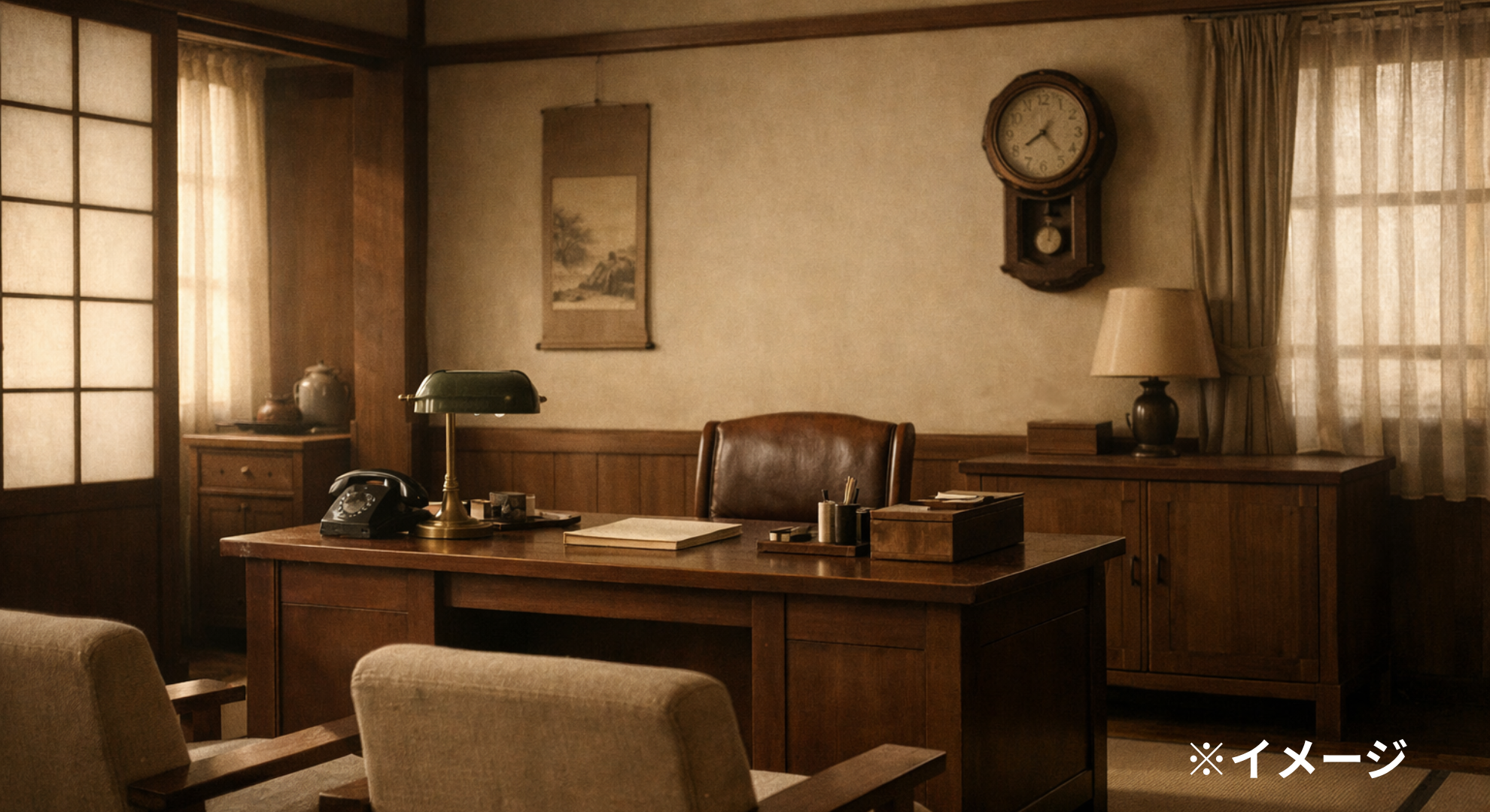 昭和映画の空気感をイメージした室内。