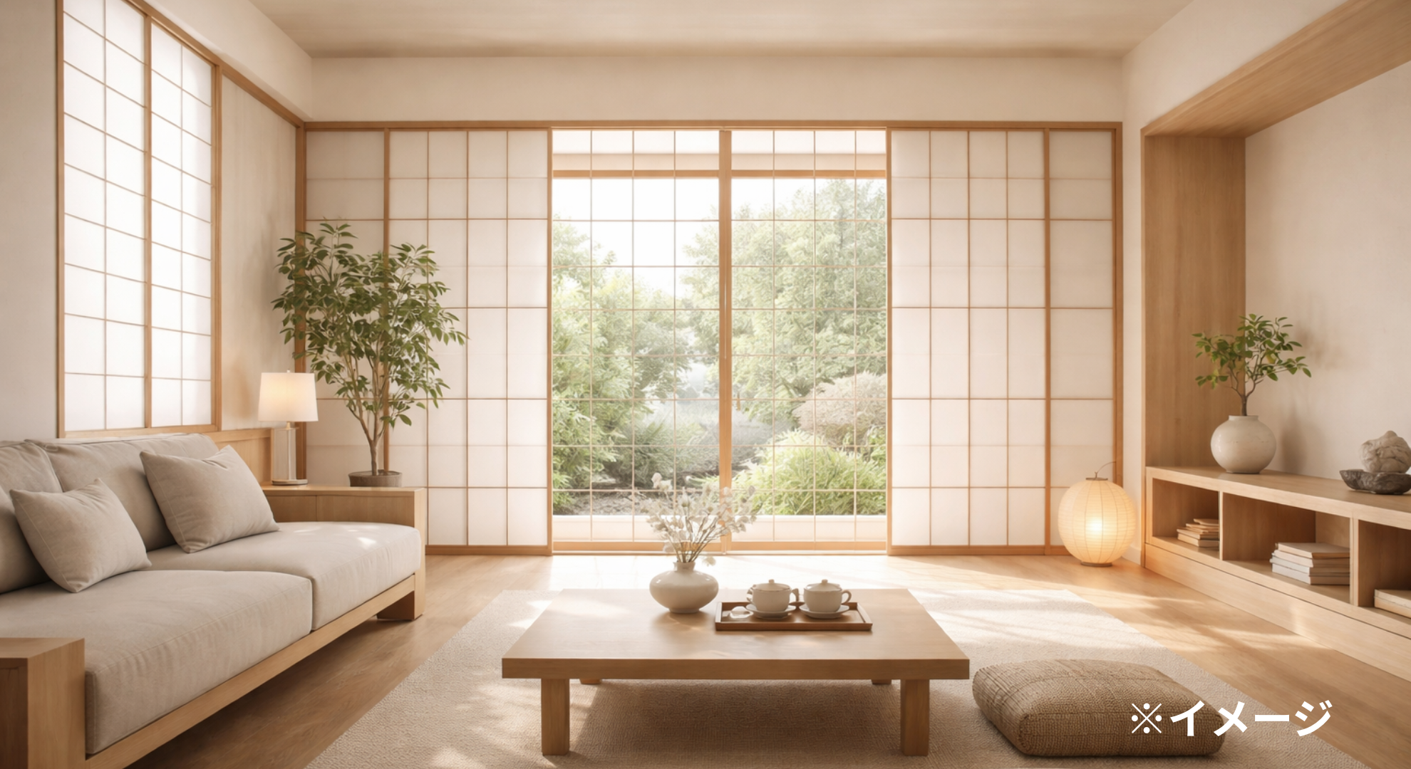 現代的な和のリビング空間イメージ