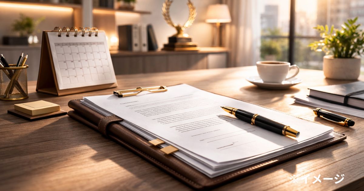 長期契約とブランド信用をイメージした契約書類の写真（人物なし）