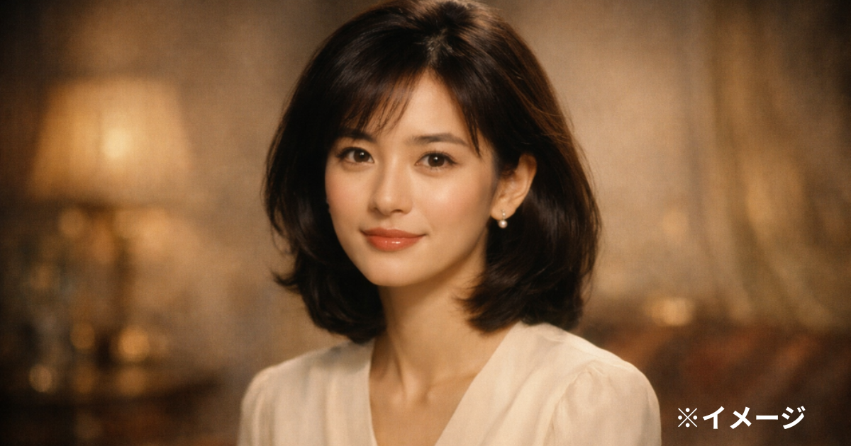 牧瀬里穂の90年代全盛期をイメージした清楚で上品な女性ポートレート