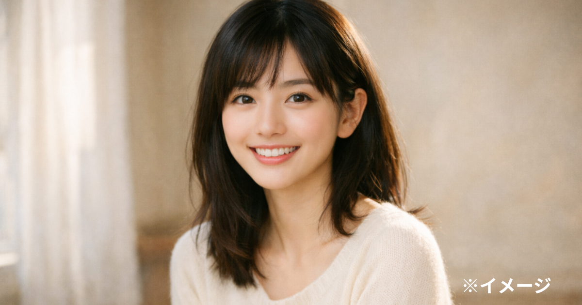 奥菜恵の若い頃をイメージした透明感のある90年代女優風ポートレート