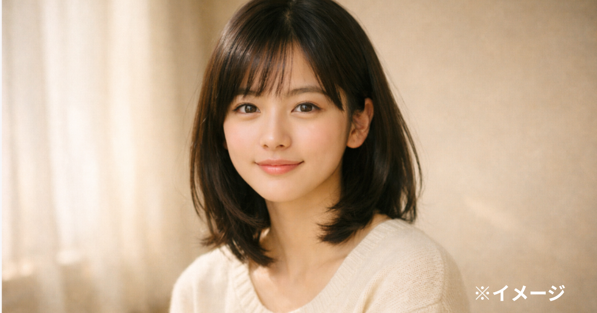 水野真紀の若い頃をイメージした90年代風の清楚で透明感のある女性ビジュアル