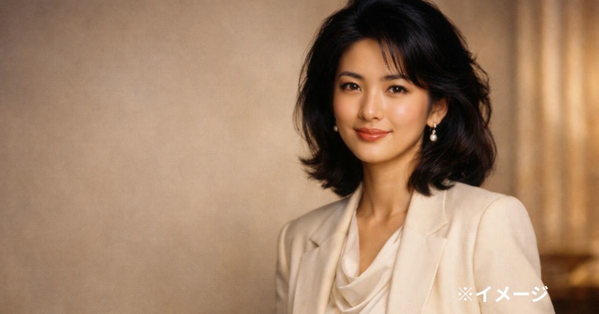 90年代の華やかな女優オーラをイメージした上品な女性ポートレート
