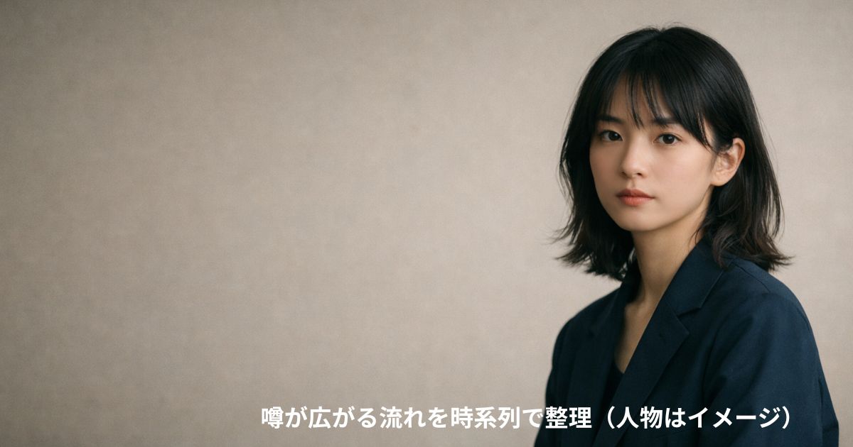 噂が広がる流れを時系列で整理（人物はイメージ）