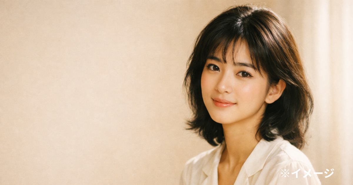 鈴木保奈美の若い頃をイメージした透明感のある女性ポートレート