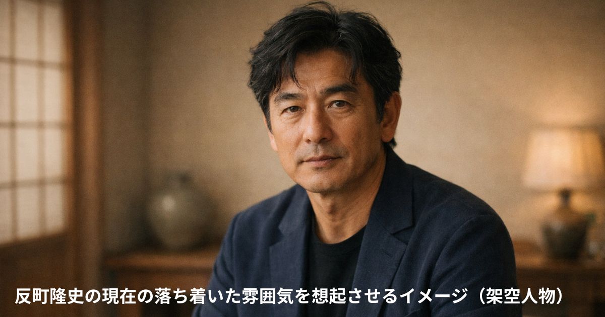 反町隆史の現在の落ち着いた雰囲気を想起させるイメージ（架空人物）