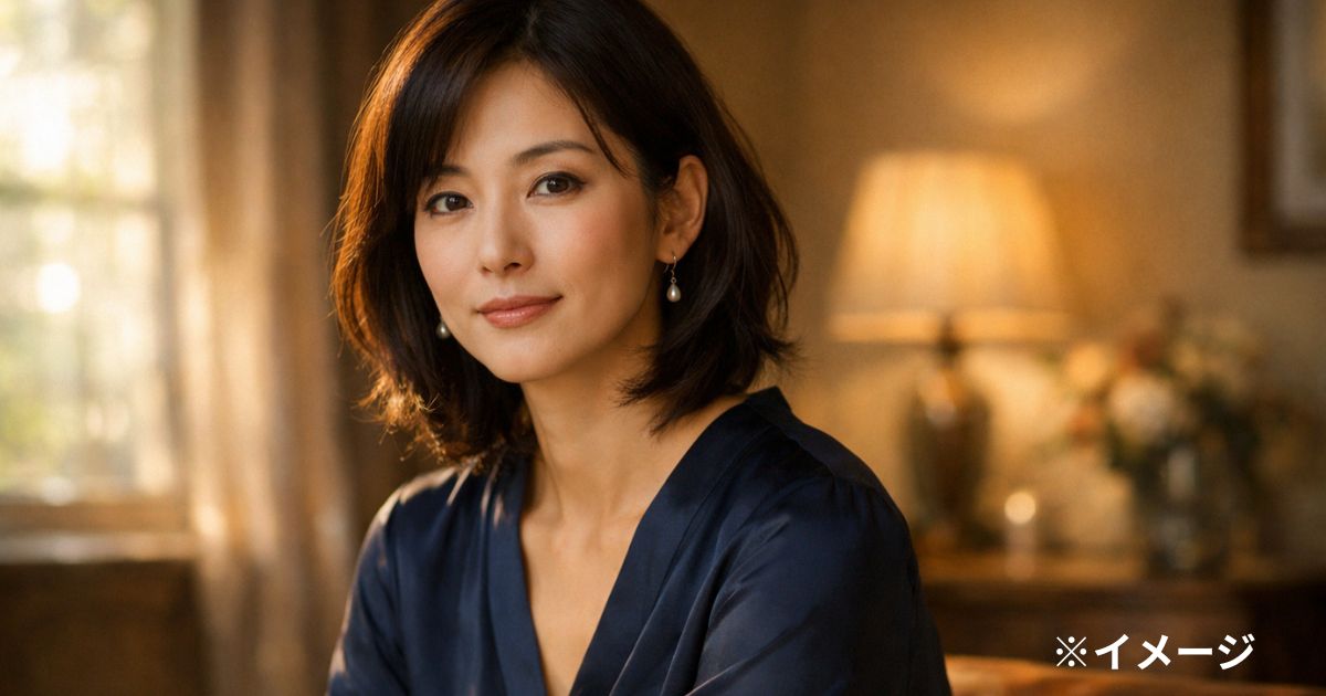 常盤貴子の現在と若い頃の共通する上品さをイメージした女性ポートレート