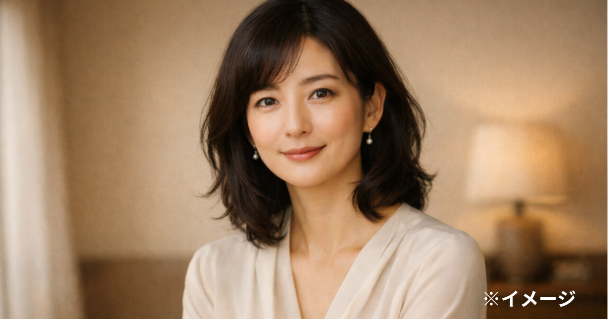 永作博美の現在の落ち着いた魅力をイメージした大人の女優風ポートレート