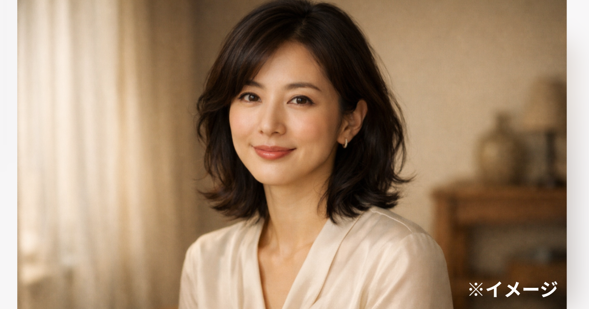 菅野美穂の現在の落ち着いた魅力をイメージした大人の女優風ポートレート