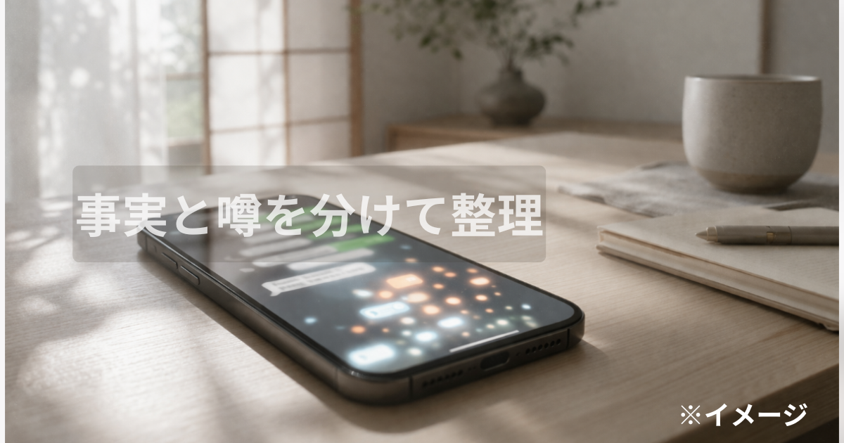 事実と噂を分けて整理するイメージ画像