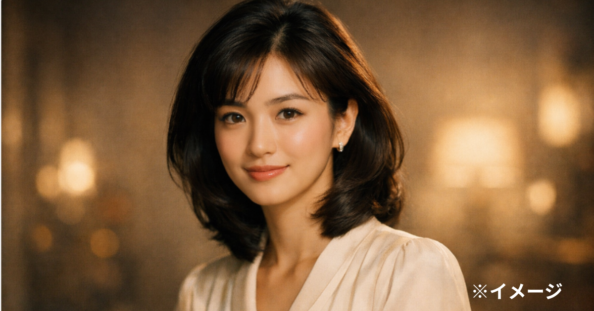 飯島直子の全盛期をイメージした90年代の華やかで上品な女性ビジュアル