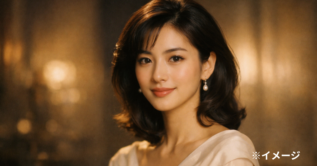 松雪泰子の若い頃をイメージした華やかで上品な美しさのある女性ビジュアル