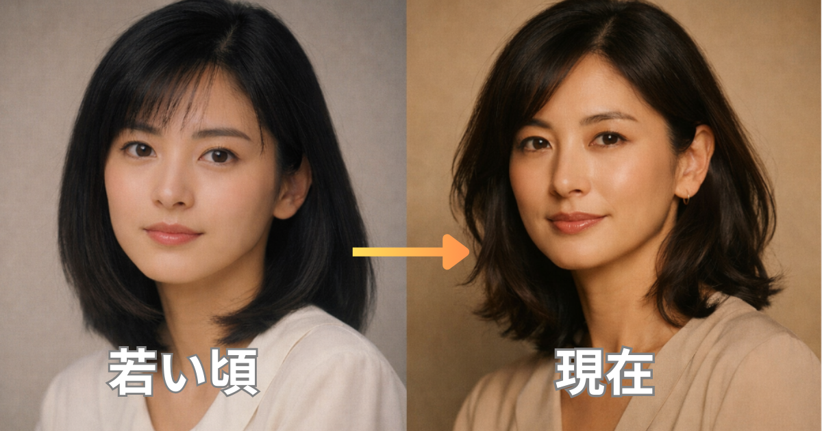 松雪泰子の若い頃と現在をイメージした比較ビジュアル